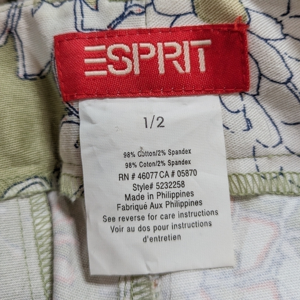 Esprit Floral Print Green and Pink Wide-Leg Pants - Picture 9 of 11